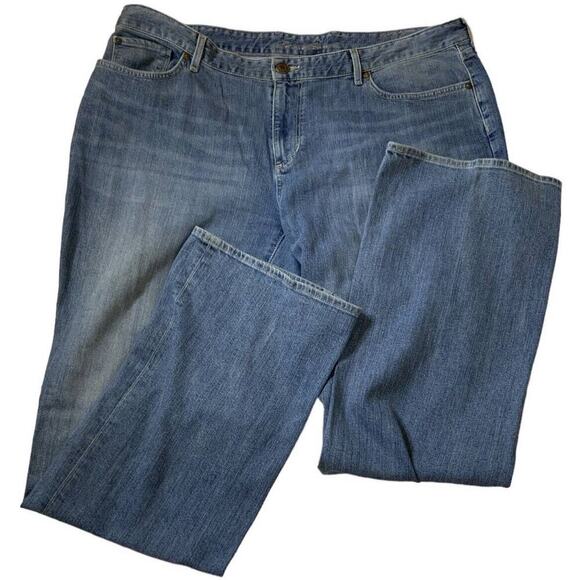 Vintage Eddie Bauer Jeans Womens Plus Size 18 Straight Bootcut Medium Wash Denim - Picture 3 of 11